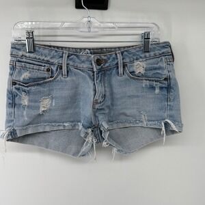 Y2K Bullhead Womens Light Wash Distressed Denim Cut Off Shorts Size 5 Low Rise